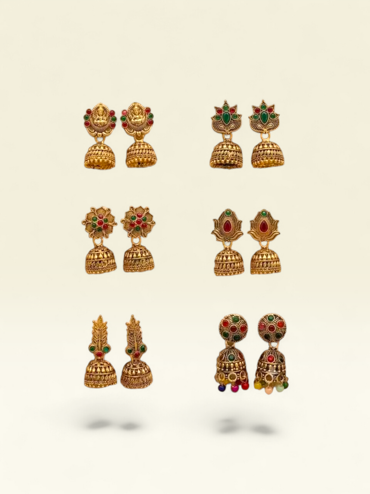 Gold Temple Jhumkas Combo