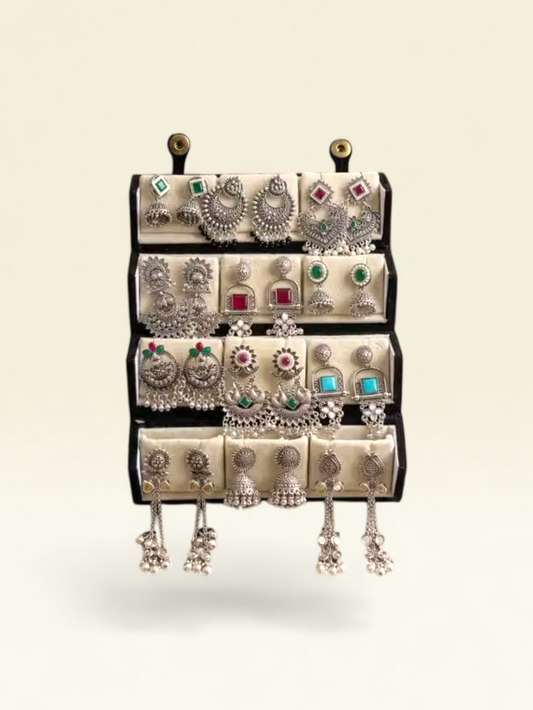 Oxidised Silver Earrings – 12 Pair Combo Set