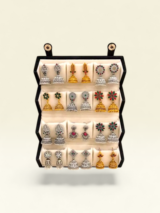 Gold & Silver Jhumkas – 12 Pair Combo