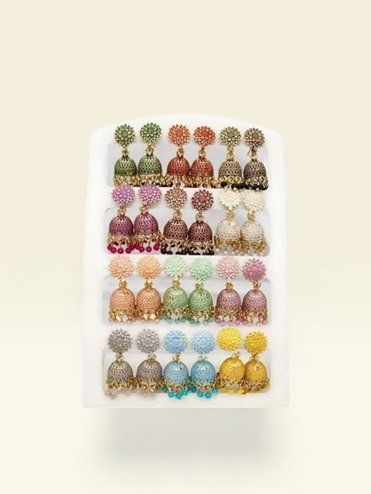 Navratri Jhumka Combo – Set of 12 Pairs, Multi-Colour