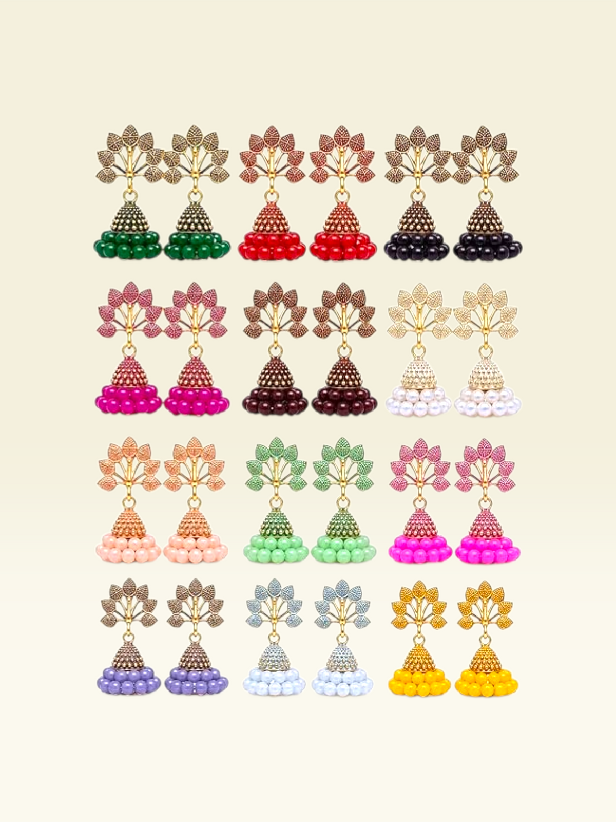 Traditional Jhumka Earrings – 12 Pair Combo
